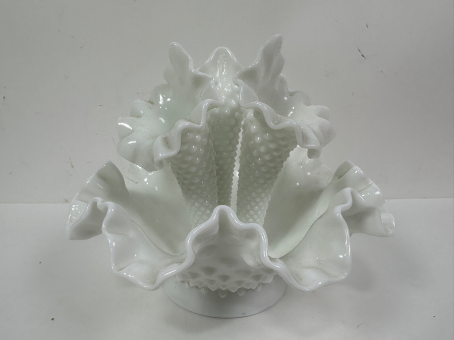 Vintage Fenton Milk Glass Hobnail Epergne 8W X 6H [Photo 5]