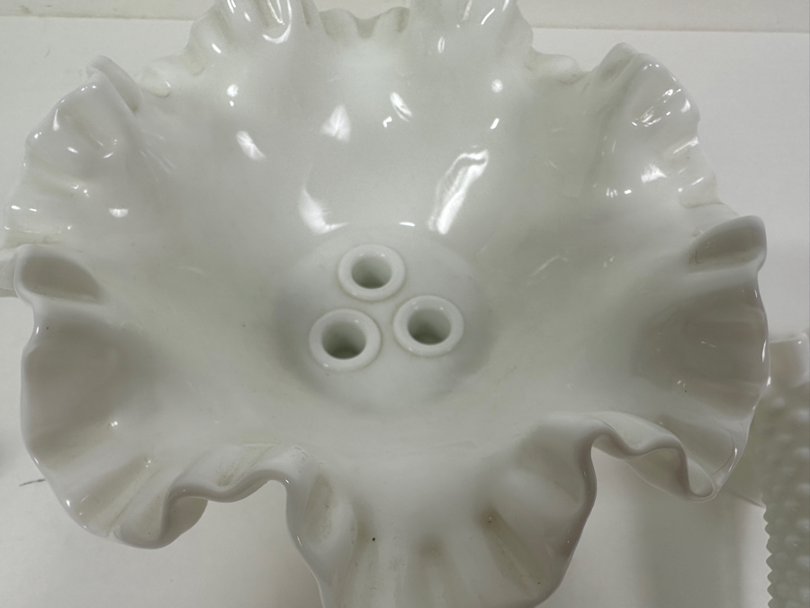 Vintage Fenton Milk Glass Hobnail Epergne 8W X 6H [Photo 9]