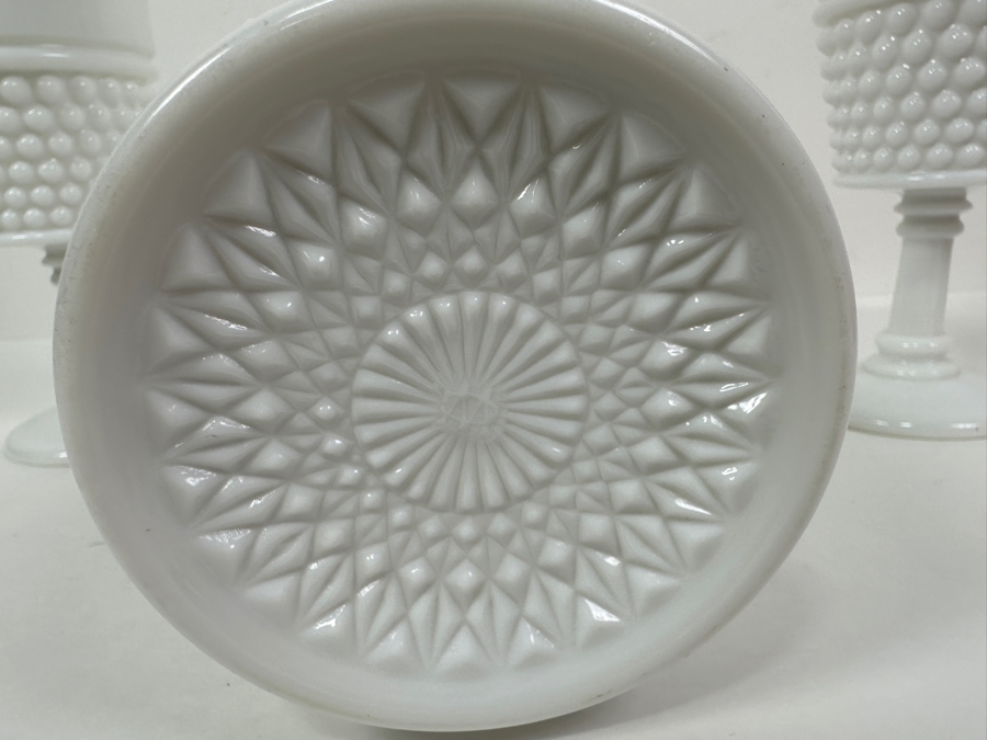 Vintage Westmoreland Milk Glass Pitcher 8.5H And (2) Milk Glass Chalices 6.5H [Photo 6]