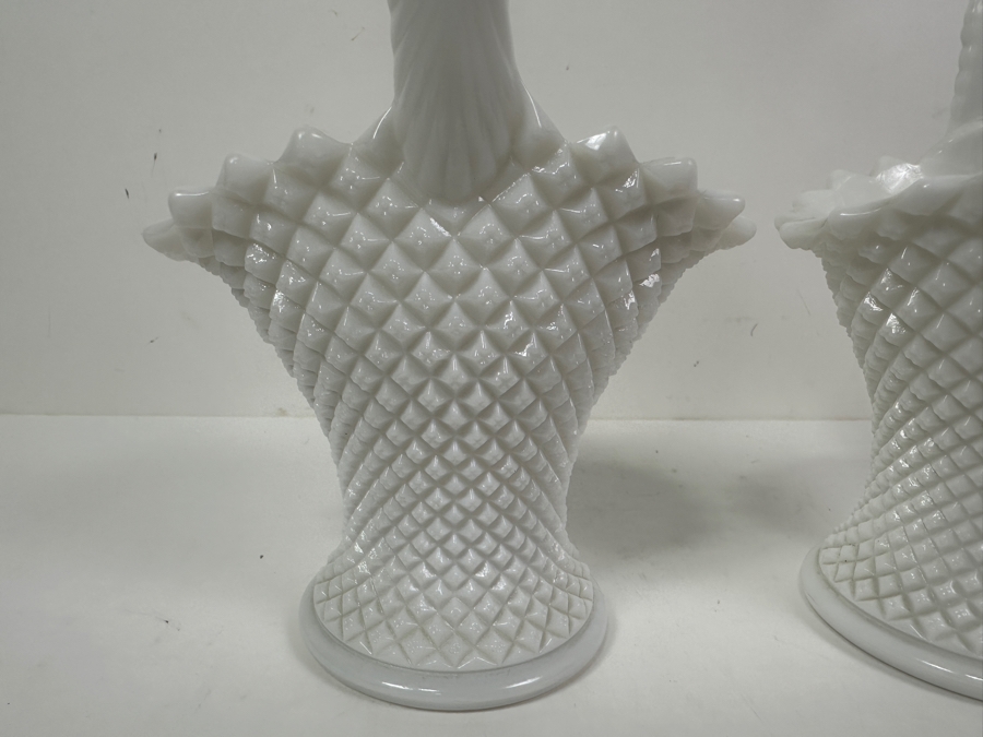 Pair Of Westmoreland Milk Glass Baskets 9”H [Photo 3]