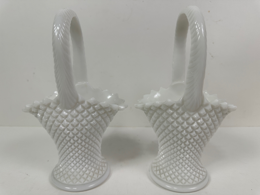 Pair Of Westmoreland Milk Glass Baskets 9”H [Photo 2]