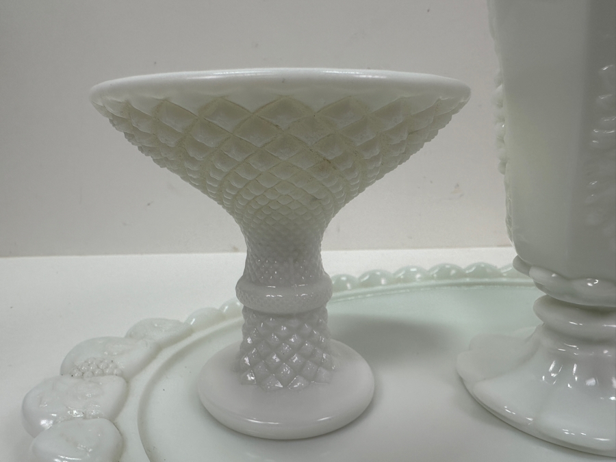 Westmoreland Milk Glass Tray 13.5W And (3) Milk Glass Footed Cups [Photo 6]