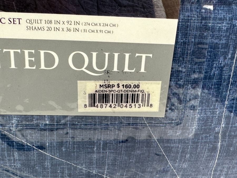 New Lush Decor Aiden Denim Texture Printed Quilt With Shams Full/Queen Retails $160 [Photo 4]