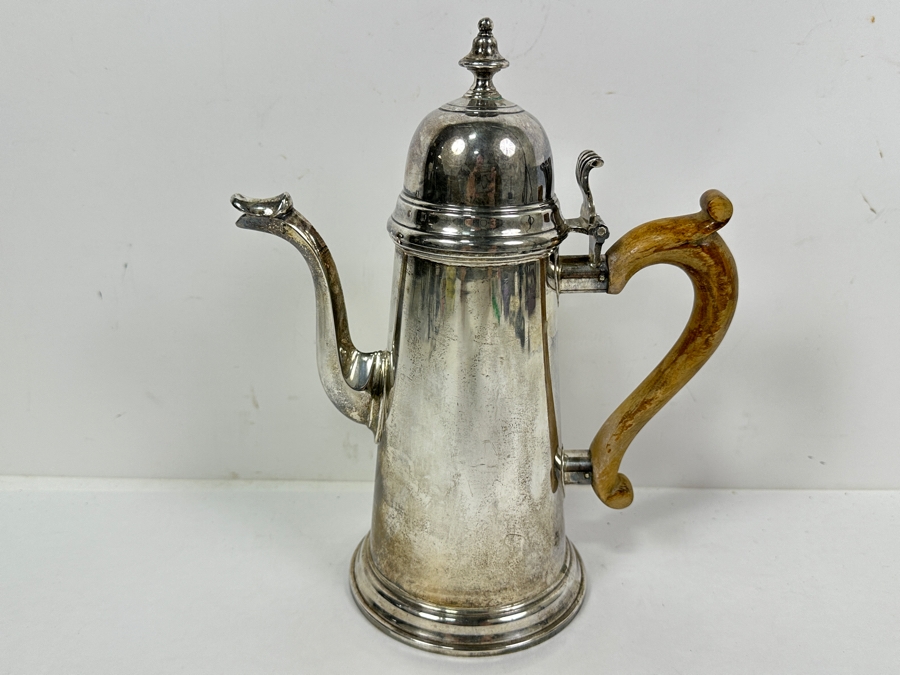 Vintage 1969 Wakely & Wheeler (W&W) London England Sterling Silver Coffee Pot 10”H 712g Approximate Silver Melt Value $720+ [Photo 2]