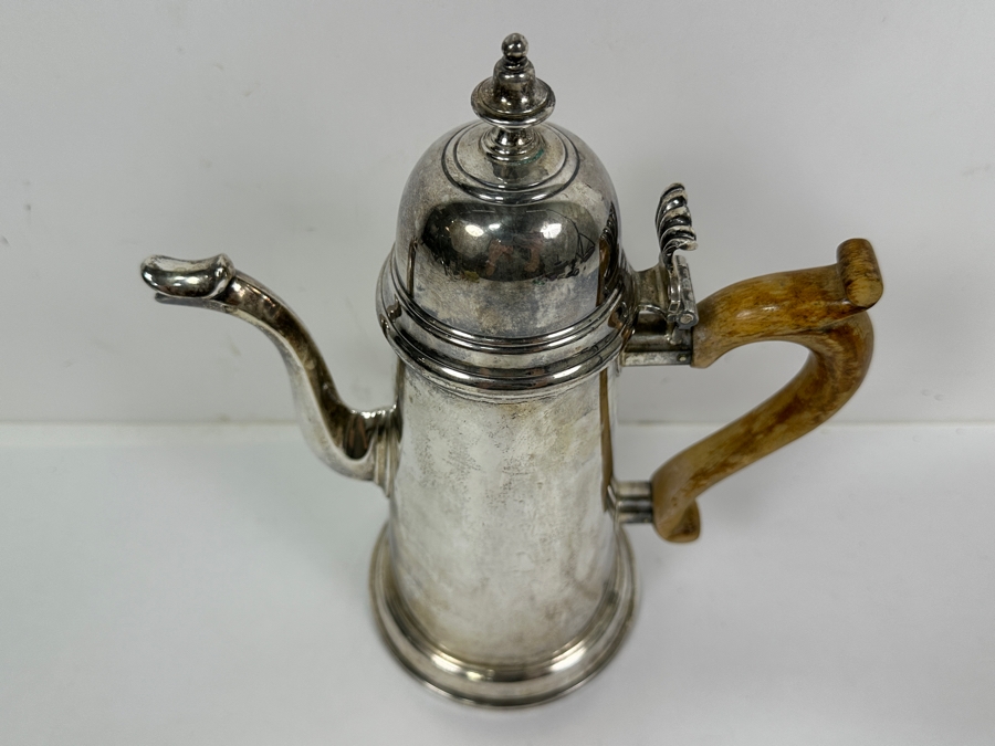 Vintage 1969 Wakely & Wheeler (W&W) London England Sterling Silver Coffee Pot 10”H 712g Approximate Silver Melt Value $720+ [Photo 3]