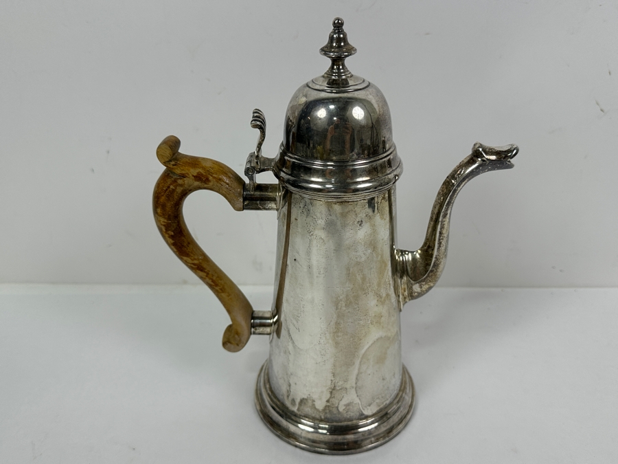 Vintage 1969 Wakely & Wheeler (W&W) London England Sterling Silver Coffee Pot 10”H 712g Approximate Silver Melt Value $720+ [Photo 5]
