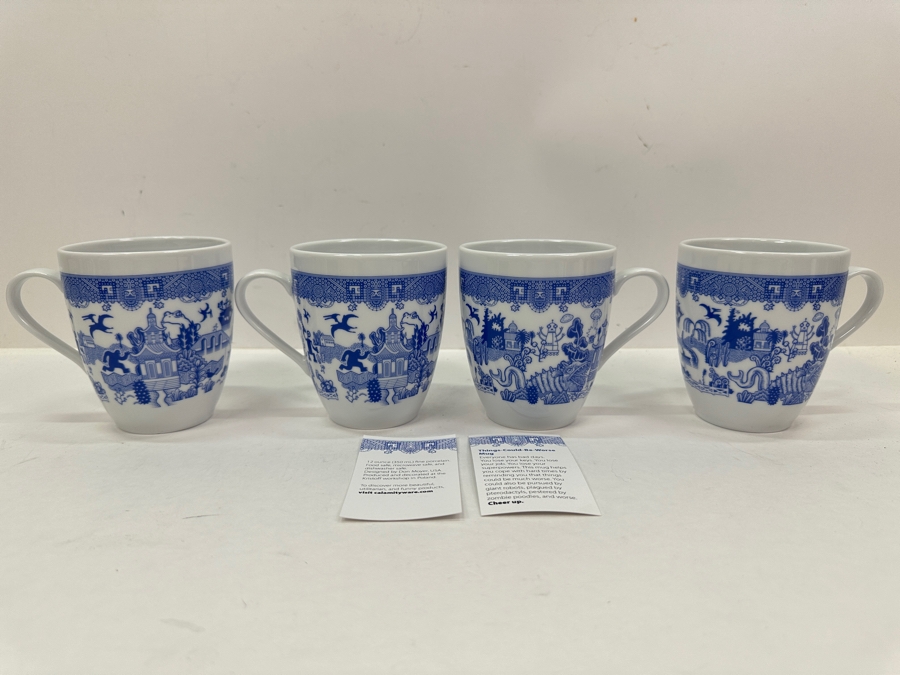 (4) New Calamityware Coffee Cups Designed By Don Moyer Made In Poland 4H [Photo 2]