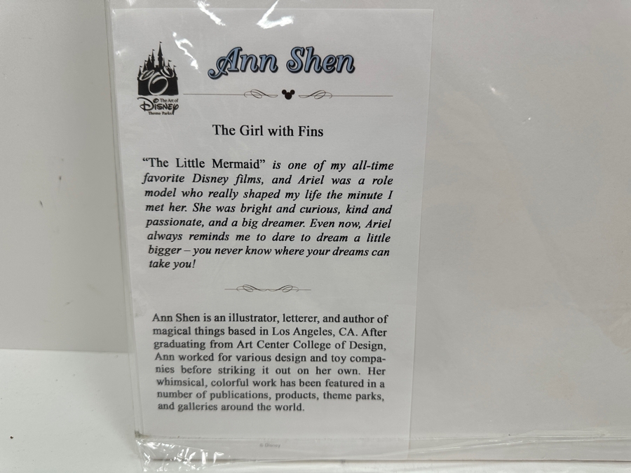 The Art Of Disney Theme Parks Ann Shen Print Titled “The Girl With Fins” The Little Mermaid 9 X 10 [Photo 5]