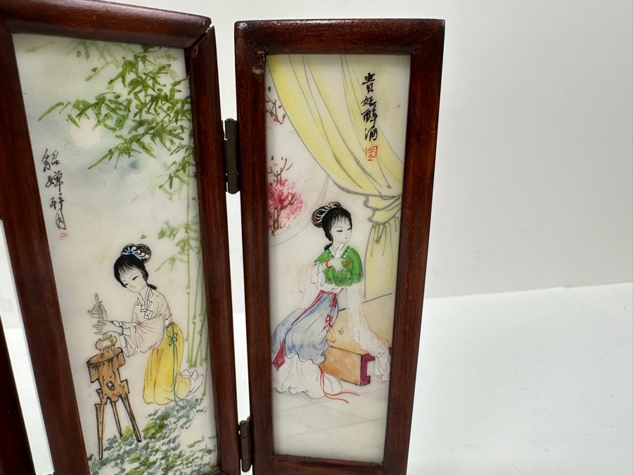 Small Hand Painted Japanese Porcelain Screens Double-Sided 9W X 6.5H [Photo 9]