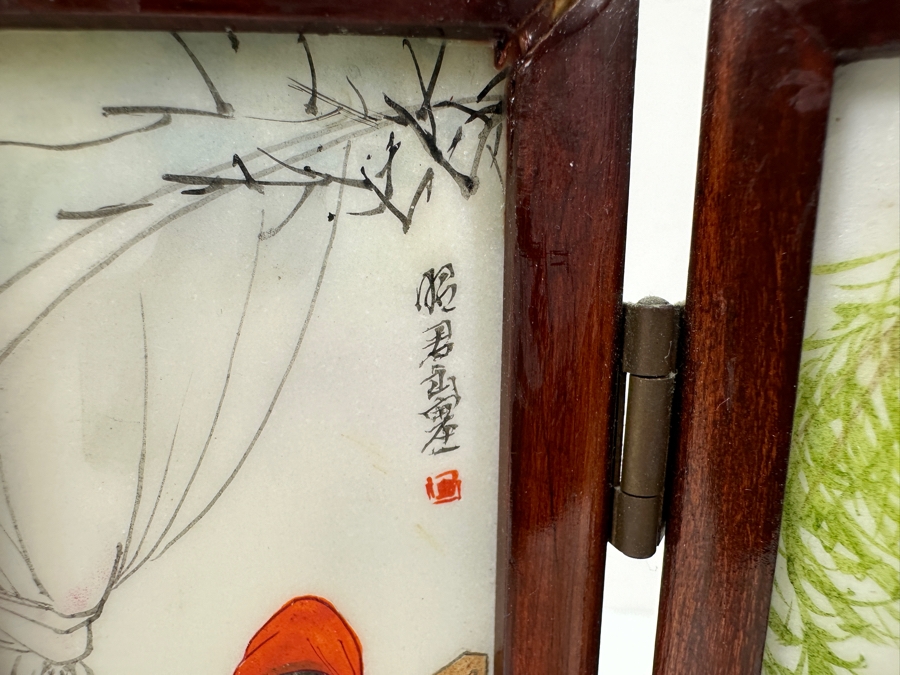 Small Hand Painted Japanese Porcelain Screens Double-Sided 9W X 6.5H [Photo 3]