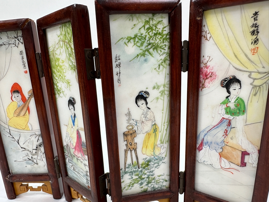 Small Hand Painted Japanese Porcelain Screens Double-Sided 9W X 6.5H [Photo 6]