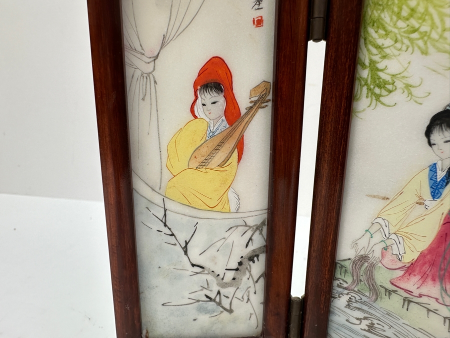 Small Hand Painted Japanese Porcelain Screens Double-Sided 9W X 6.5H [Photo 2]