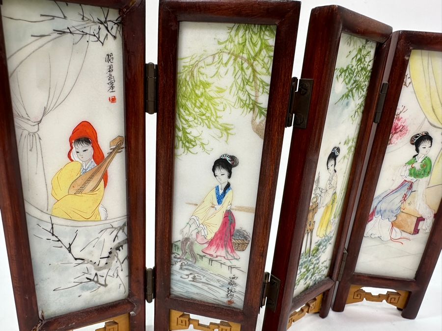 Small Hand Painted Japanese Porcelain Screens Double-Sided 9W X 6.5H [Photo 4]