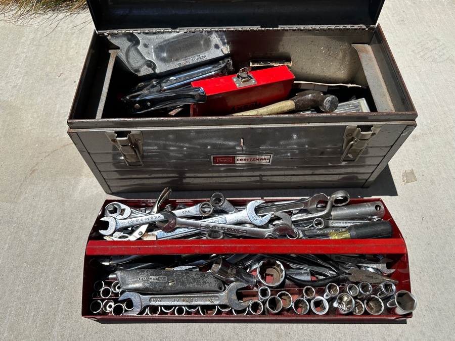 Vintage Sears Craftsman Portable Toolbox Filled With Tools - See Photos [Photo 3]