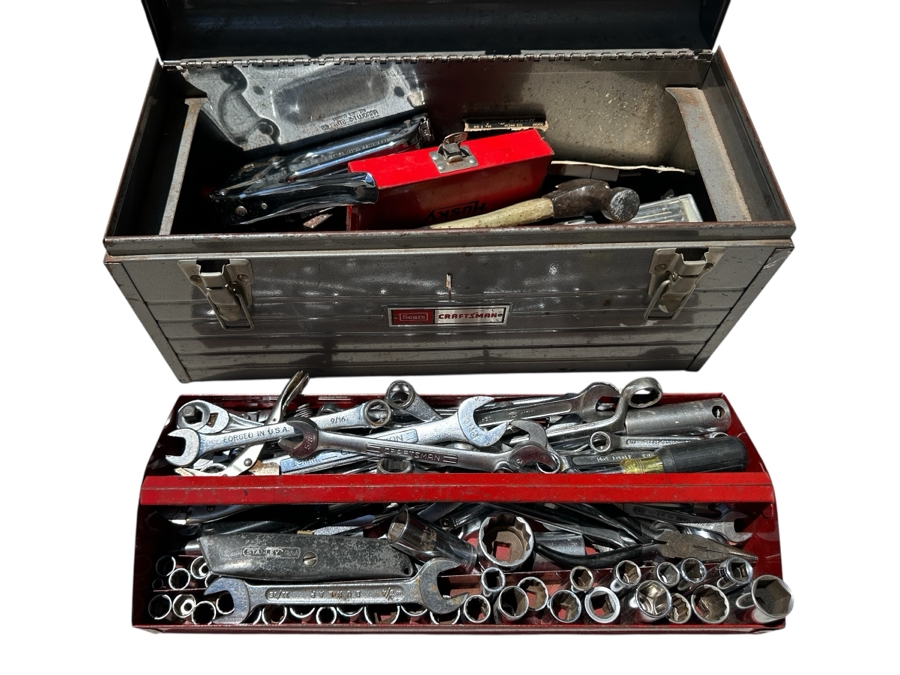 Vintage Sears Craftsman Portable Toolbox Filled With Tools - See Photos [Photo 1]
