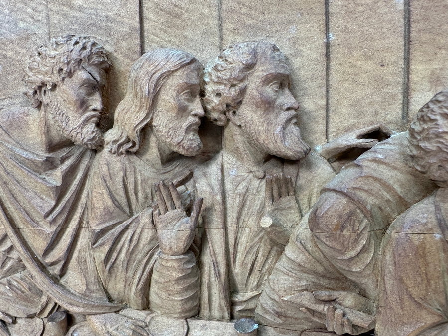 Relief Carved Wooden Sculpture Of The Last Supper 23.5W X 12H X 2D [Photo 10]