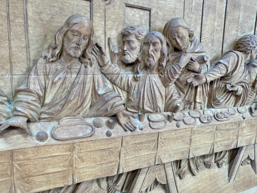 Relief Carved Wooden Sculpture Of The Last Supper 23.5W X 12H X 2D [Photo 3]