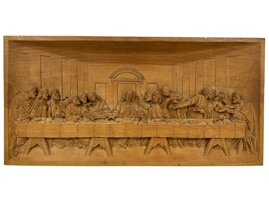 Relief Carved Wooden Sculpture Of The Last Supper 23.5W X 12H X 2D [Photo 1]