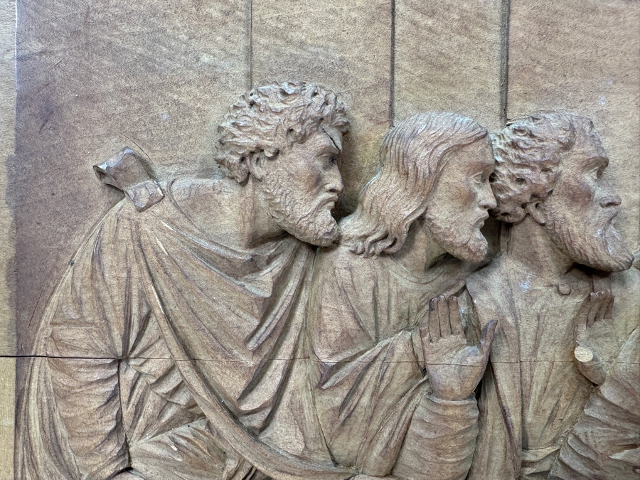 Relief Carved Wooden Sculpture Of The Last Supper 23.5W X 12H X 2D [Photo 12]