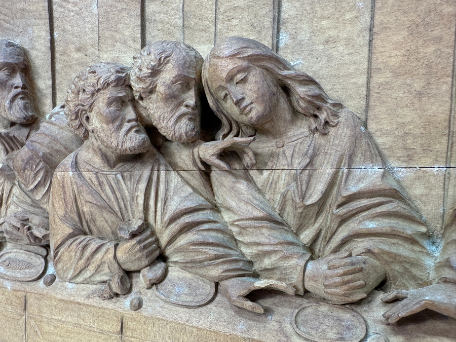 Relief Carved Wooden Sculpture Of The Last Supper 23.5W X 12H X 2D [Photo 9]
