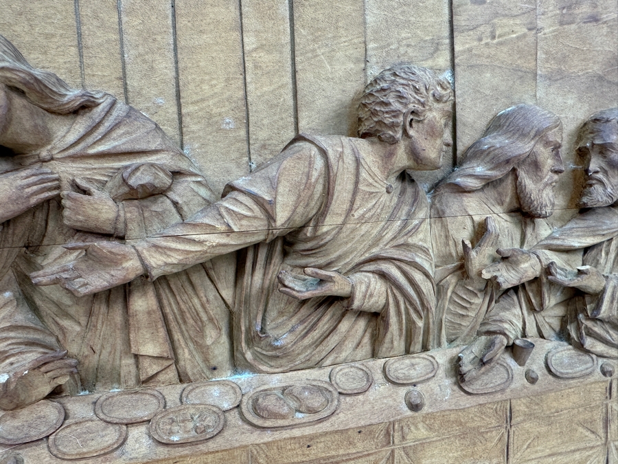 Relief Carved Wooden Sculpture Of The Last Supper 23.5W X 12H X 2D [Photo 6]