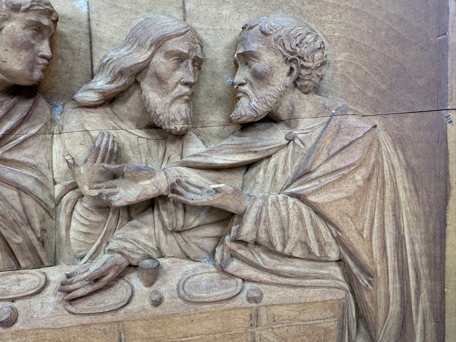 Relief Carved Wooden Sculpture Of The Last Supper 23.5W X 12H X 2D [Photo 7]