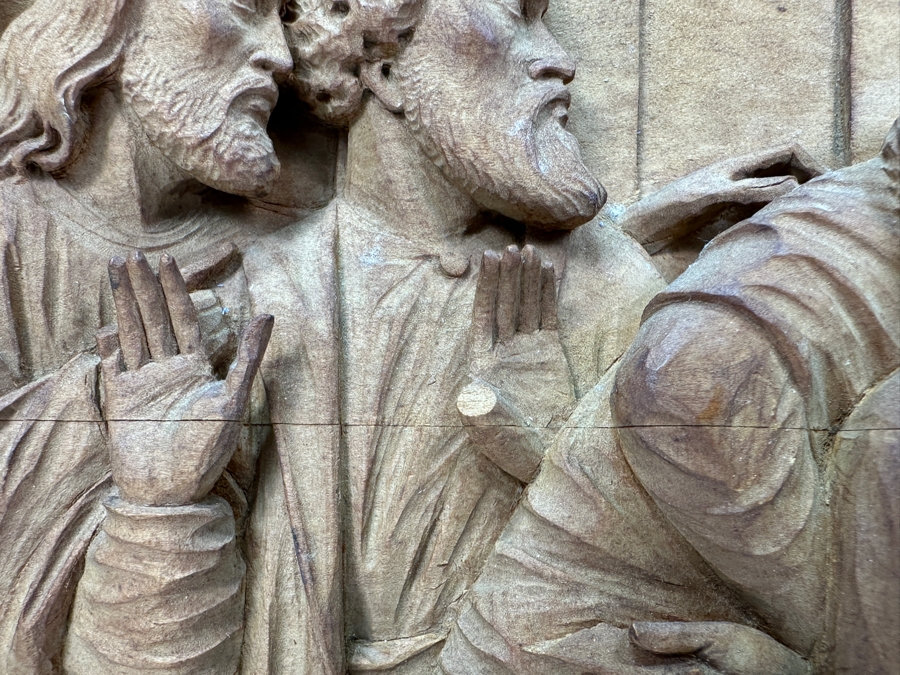 Relief Carved Wooden Sculpture Of The Last Supper 23.5W X 12H X 2D [Photo 11]