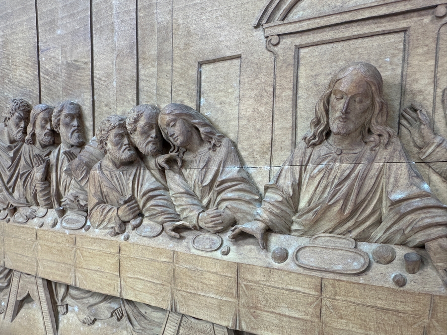 Relief Carved Wooden Sculpture Of The Last Supper 23.5W X 12H X 2D [Photo 8]