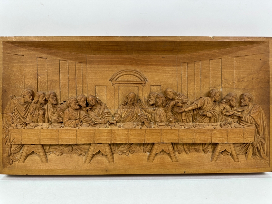 Relief Carved Wooden Sculpture Of The Last Supper 23.5W X 12H X 2D [Photo 2]