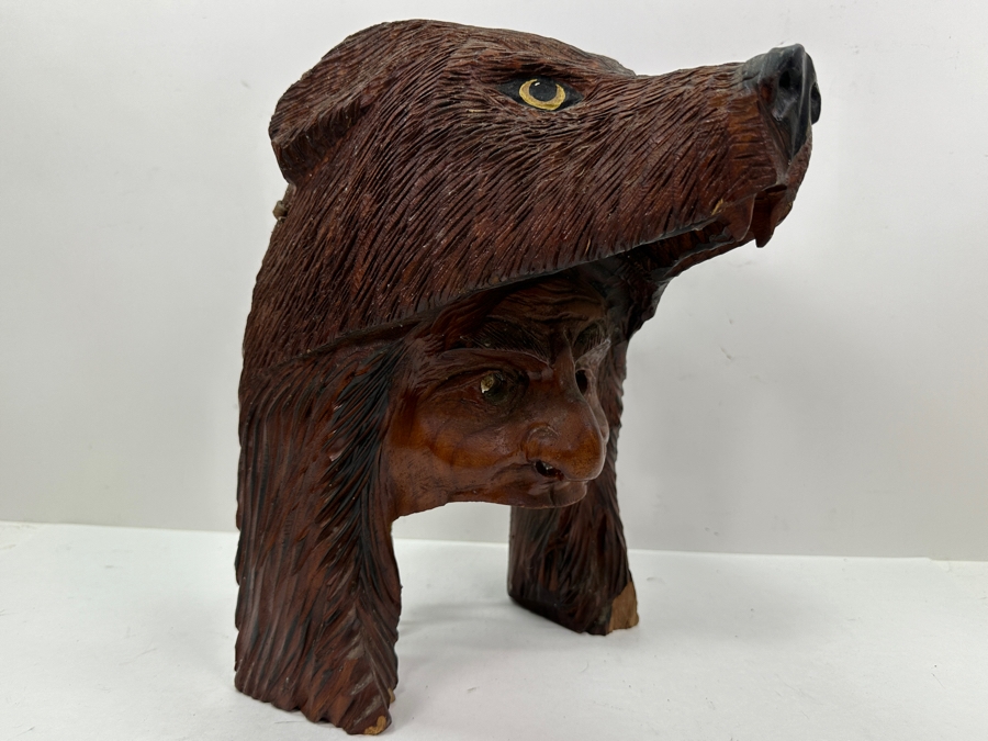 Vintage Hand Carved Wooden Grizzly Spirit Native American Tribal Mask 10W X 14H X 10D [Photo 9]