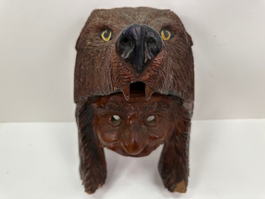 Vintage Hand Carved Wooden Grizzly Spirit Native American Tribal Mask 10W X 14H X 10D [Photo 2]