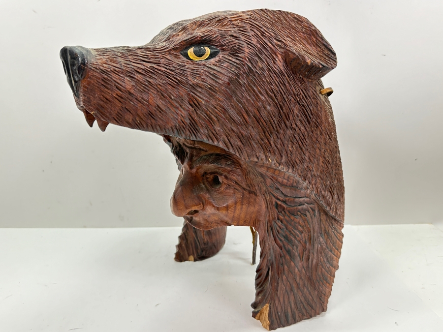 Vintage Hand Carved Wooden Grizzly Spirit Native American Tribal Mask 10W X 14H X 10D [Photo 7]