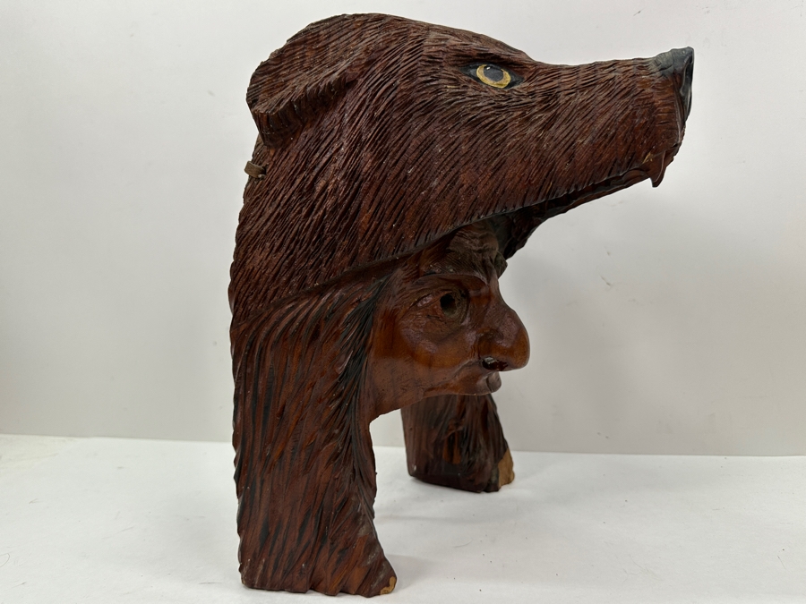 Vintage Hand Carved Wooden Grizzly Spirit Native American Tribal Mask 10W X 14H X 10D [Photo 3]
