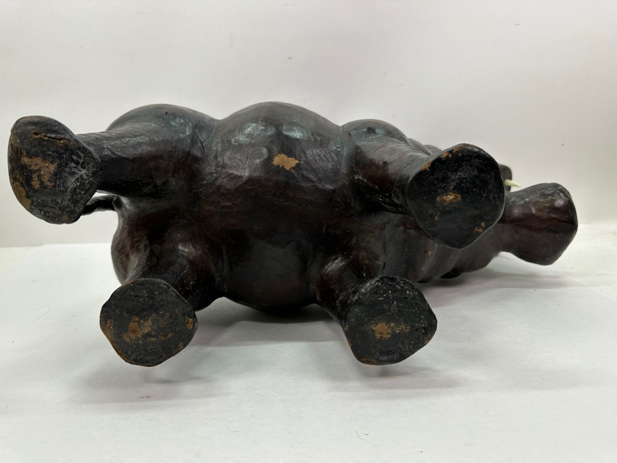 Large Leather Wrapped Hippopotamus Hippo Sculpture 20W X 9D X 14H [Photo 10]
