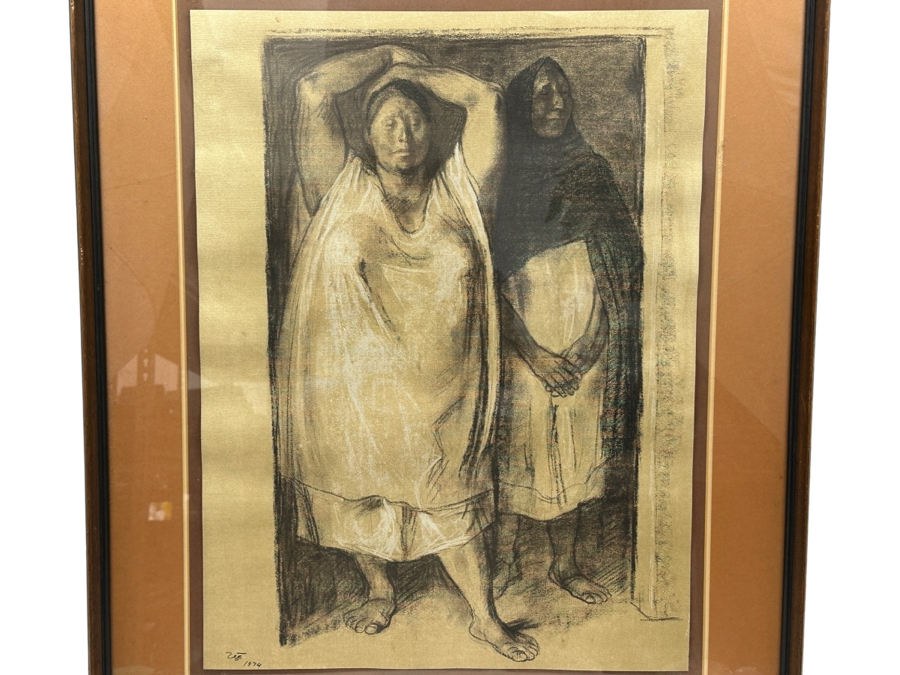Francisco Zuniga (Costa Rican / Mexican, 1912-1998) 'Umbral' 1974 Offset Lithograph Signed And Dated In Plate 18.5 X 25 Framed 27.5 X 33