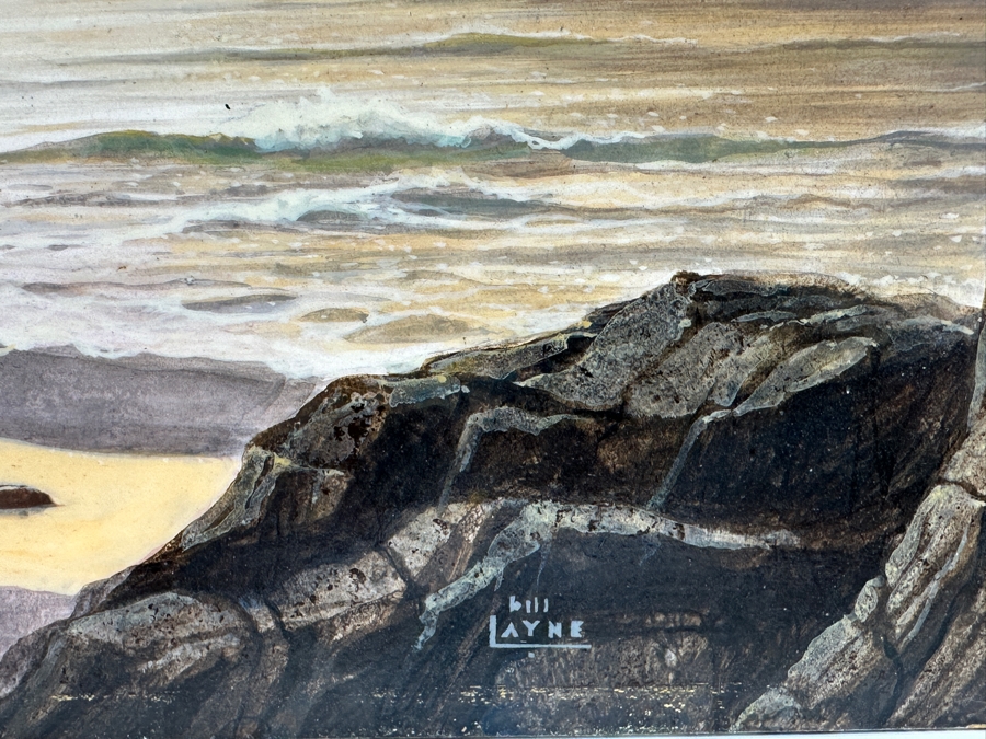 Bill Layne (1911-2005, California) Original Seascape Oil On Masonite 14 X 11 [Photo 4]