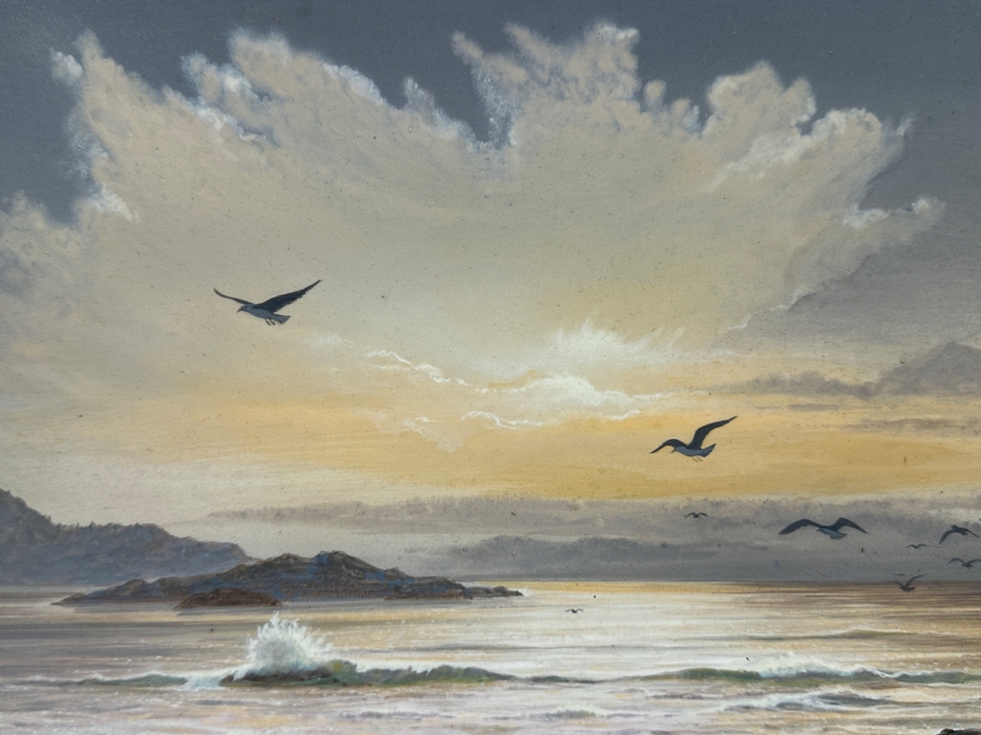 Bill Layne (1911-2005, California) Original Seascape Oil On Masonite 14 X 11 [Photo 7]