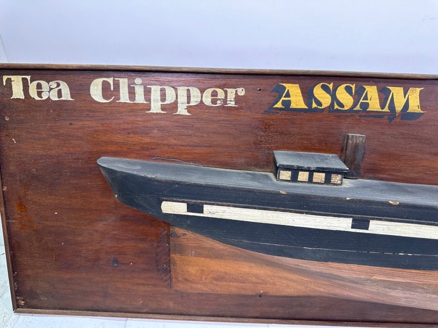Vintage Wooden Half Hull Ship Model Of Tea Clipper ASSAM Pearce & Co 1871 53W X 12H X 5D [Photo 2]