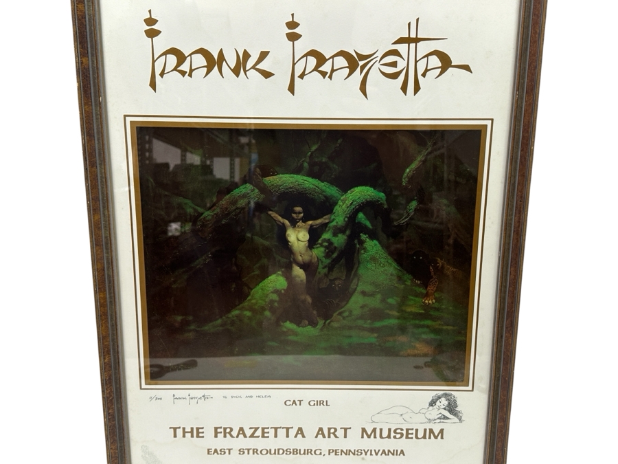 Artist Hand Signed Limited Edition Frank Frazetta Cat Girl Print With Original Illustration Numbered 11 Of 300 17.5 X 25 [Photo 2]
