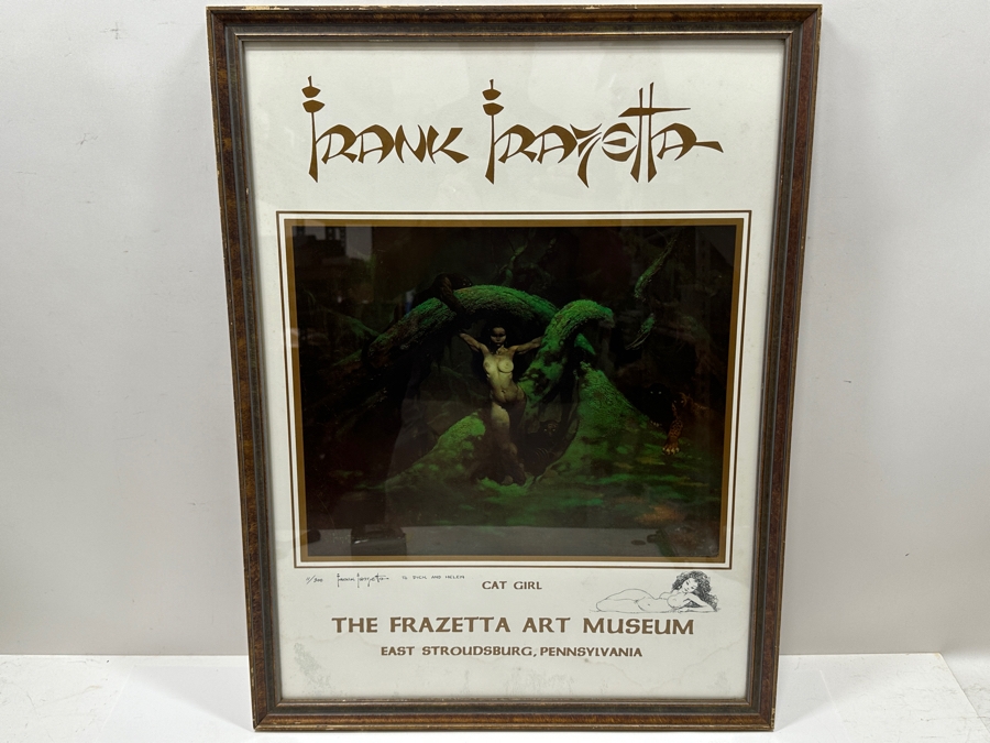 Artist Hand Signed Limited Edition Frank Frazetta Cat Girl Print With Original Illustration Numbered 11 Of 300 17.5 X 25 [Photo 12]