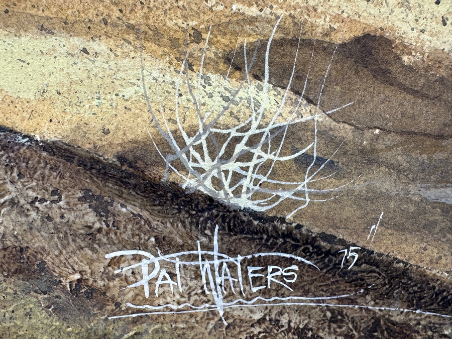 Pat Waters Original Western Cowboy Watercolor On Board Titled 'Almost Day' Signed And Dated 1975 24W X 12H Framed 30.5 X 19 [Photo 8]