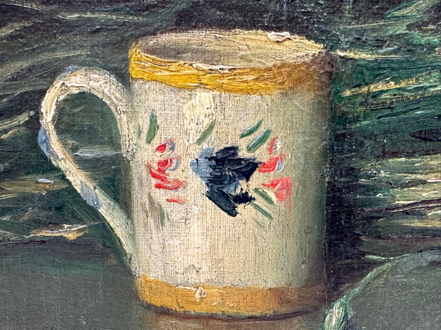 M. Thomson Original Still Life Oil Painting On Canvas Paris France Dated 1915 18W X 14H [Photo 5]