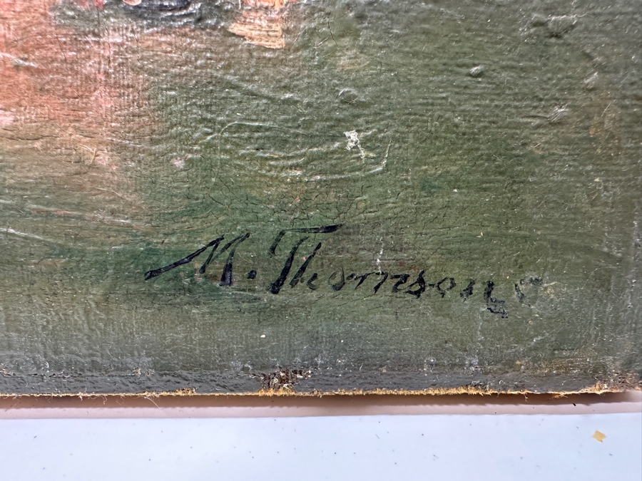 M. Thomson Original Still Life Oil Painting On Canvas Paris France Dated 1915 18W X 14H [Photo 6]
