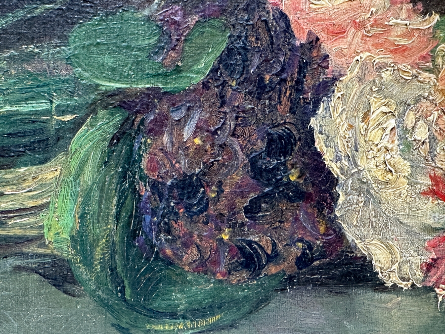 M. Thomson Original Still Life Oil Painting On Canvas Paris France Dated 1915 18W X 14H [Photo 4]