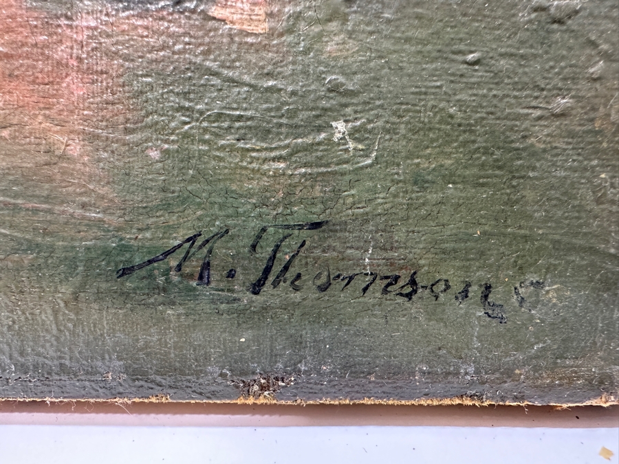 M. Thomson Original Still Life Oil Painting On Canvas Paris France Dated 1915 18W X 14H [Photo 7]