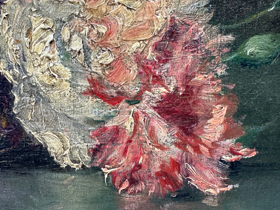 M. Thomson Original Still Life Oil Painting On Canvas Paris France Dated 1915 18W X 14H [Photo 3]