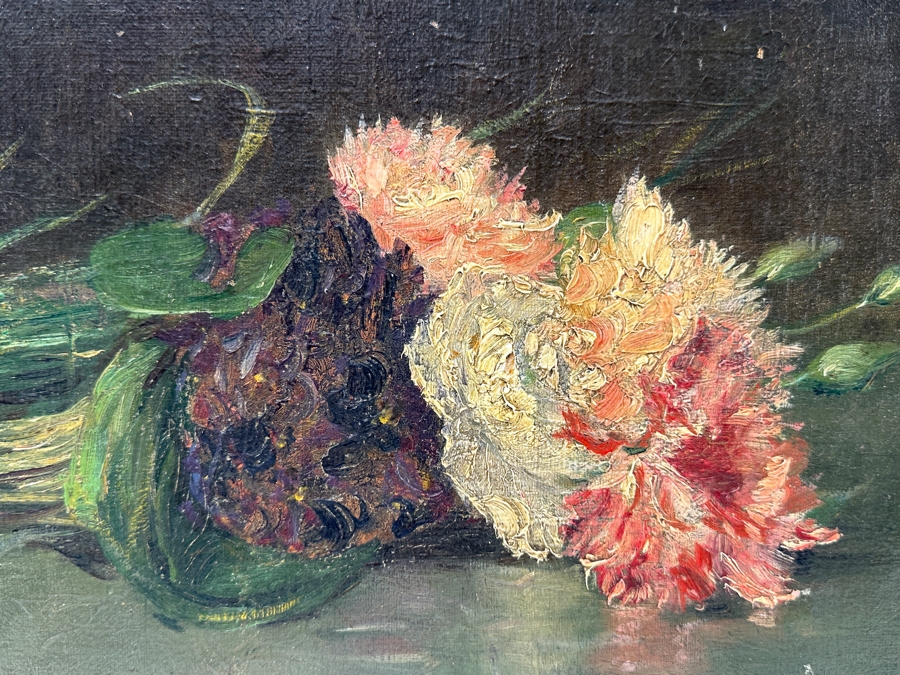 M. Thomson Original Still Life Oil Painting On Canvas Paris France Dated 1915 18W X 14H [Photo 2]