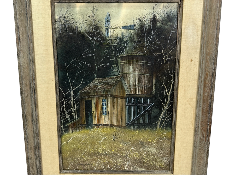 Terry G. Purdue Original Watercolor Painting On Board Titled 'Water System' 15 X 22 Framed 23.5 X 31