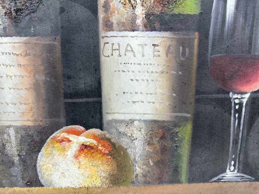 Stunning Original Wine Cellar Still Life Painting On Canvas With Old Wine Bottles Artist Signature Illegible 20 X 24 [Photo 3]