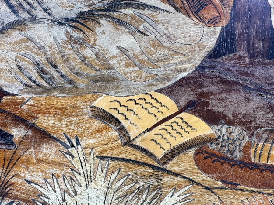 Stunning Wooden Inlay Marquetry Indian Wall Plaque 35W X 24H [Photo 8]